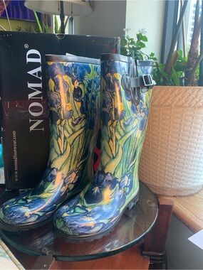 Nomad Women's Blue, Green & Yellow Floral Rain Boots -Size 6